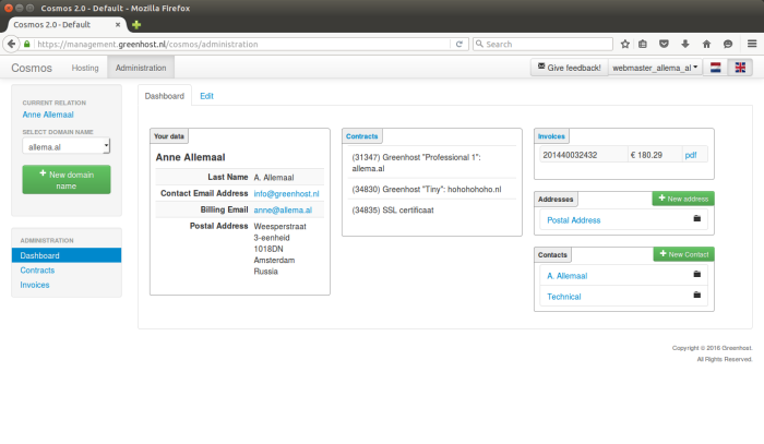 Administratie-Dashboard-kies bewerk gegevens